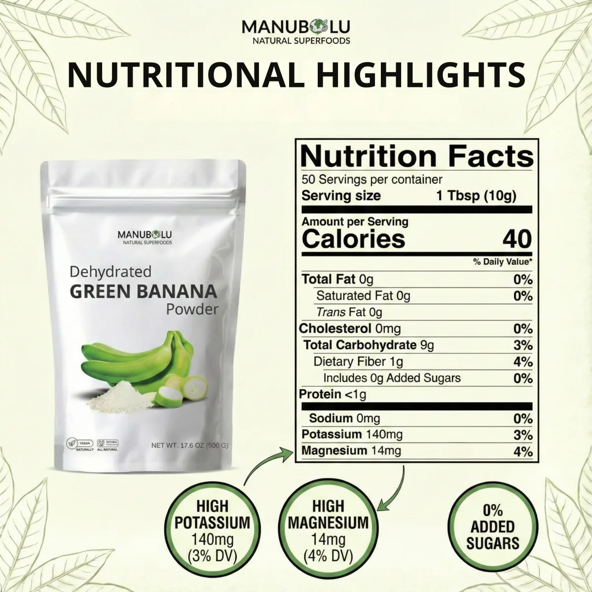 Manubolu green banana powder, product view 2