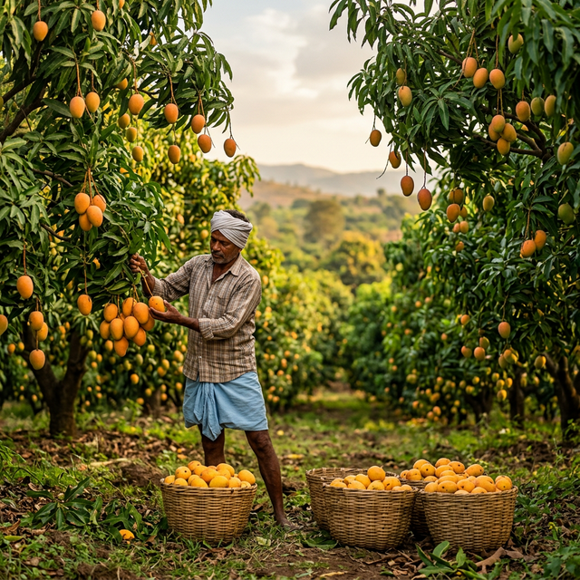 Mango orchard harvest