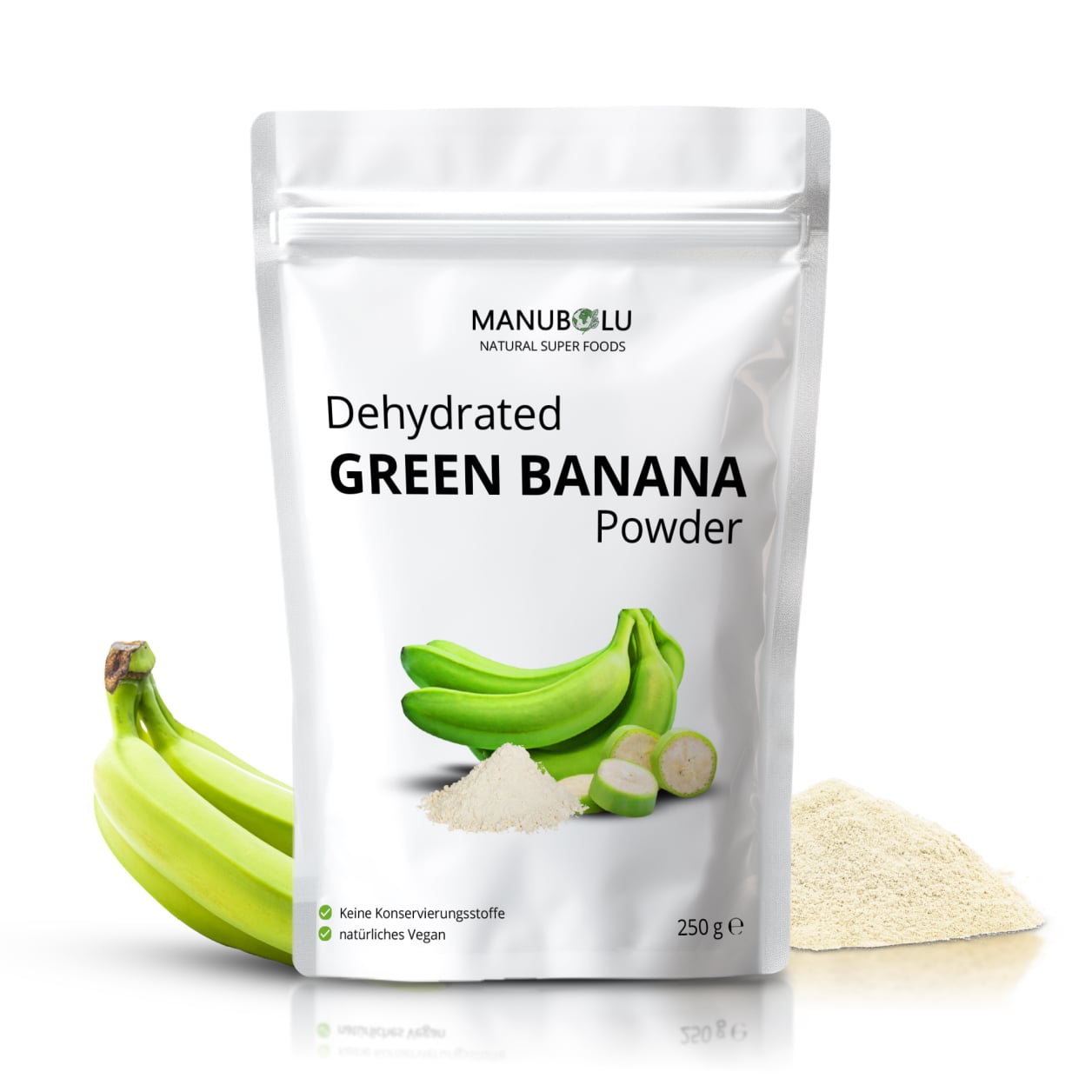 MANUBOLU Grüne Bananen Pulver Verpackung - Wiederverschließbare 250g Dose mit natürlichem Superfood